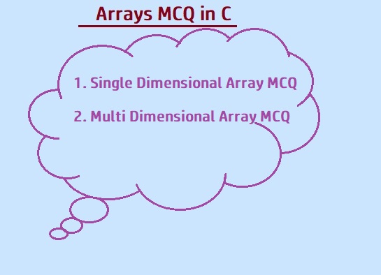 mcq on arrays C language,single dimensional array mcq,multidimensional arrays mcq, and more