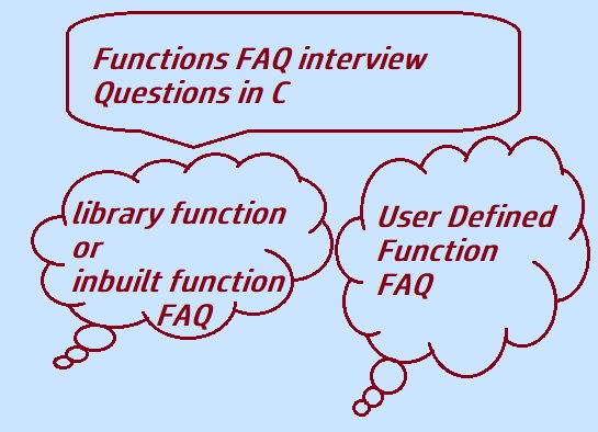 functions in C interview FAQ frequently Asked questions,interview preparation C functions